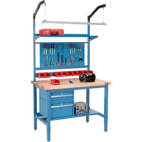 Global Industrial 48inW x 36inD Production Workbench, Maple Square Edge Complete Bench, Blue 319304BL - main